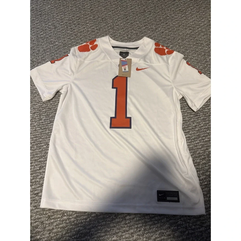 NWT Nike Men's Clemson Tigers #1 White Dri-FIT Game Football Jersey Medium